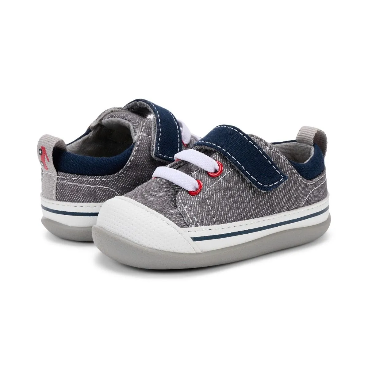 See Kai Run Stevie II First Walker Sneakers - Grey/Navy