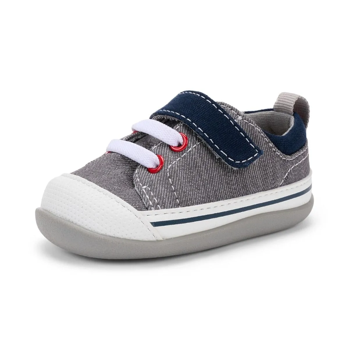 See Kai Run Stevie II First Walker Sneakers - Grey/Navy