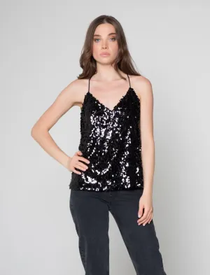 Sequin Cami Top - Black