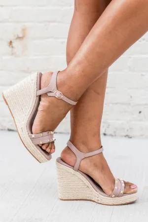 Serena Mocha Stud Detail Wedges FINAL SALE