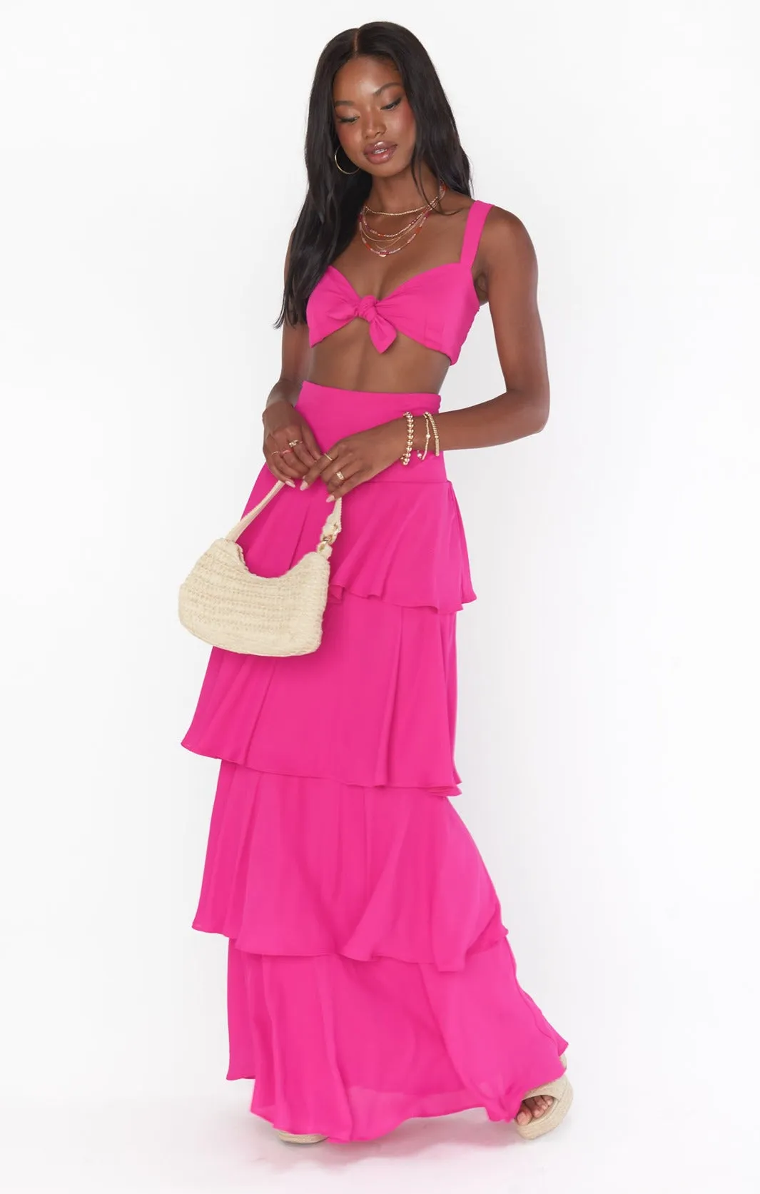 Show Me Your Mumu Kaden Crop Top in Bright Pink