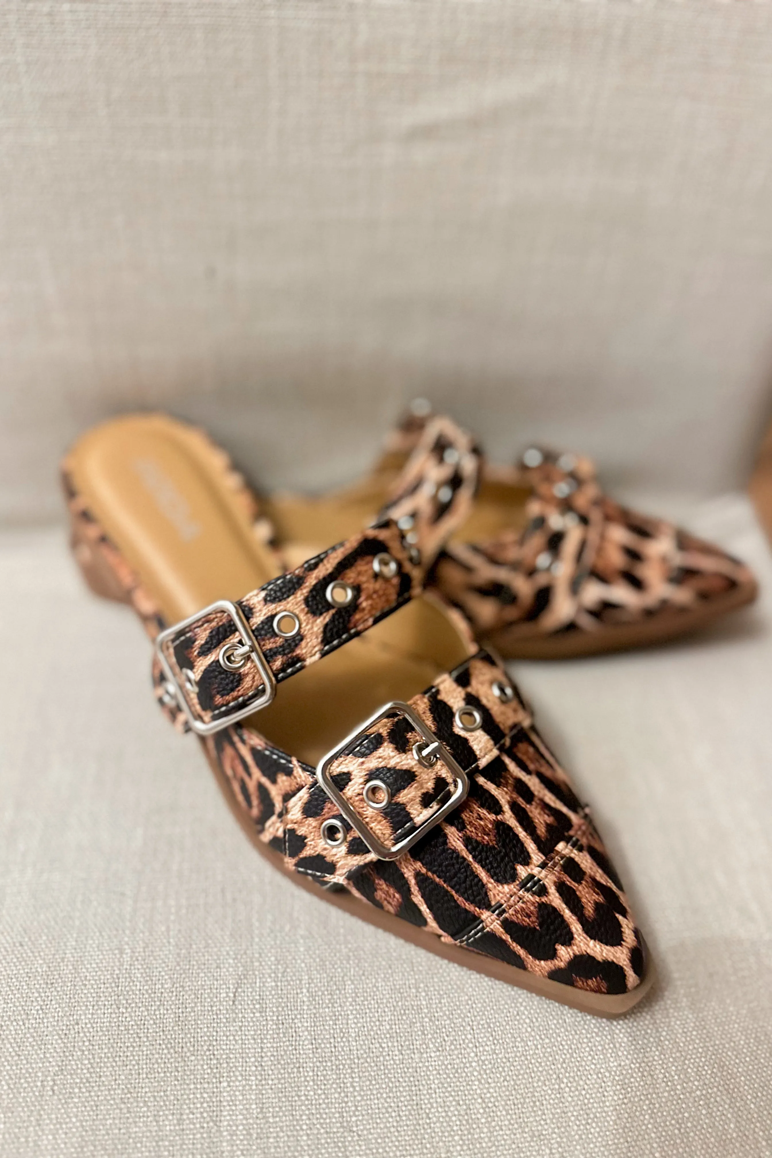 Soda Usual Animal Print Pointed Toe Slip On Flats