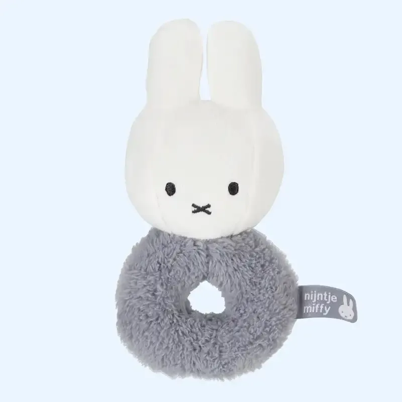 Soft & Sensory Miffy Bunny Baby Ring Rattle - Blue