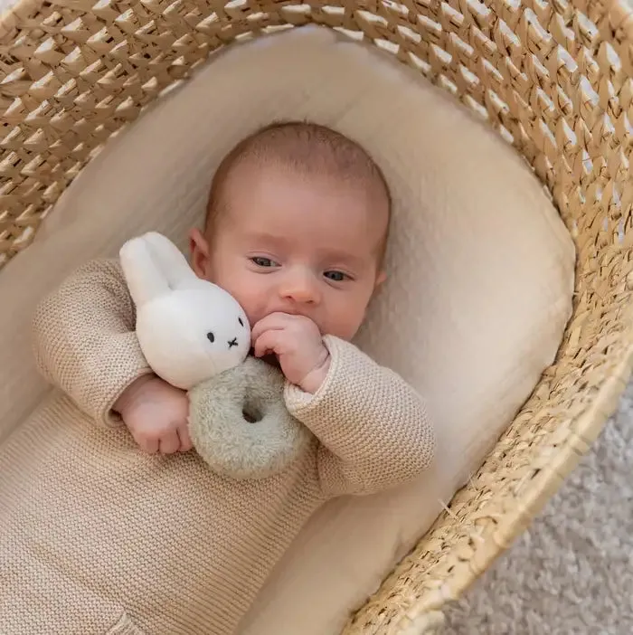 Soft & Sensory Miffy Bunny Baby Ring Rattle - Green