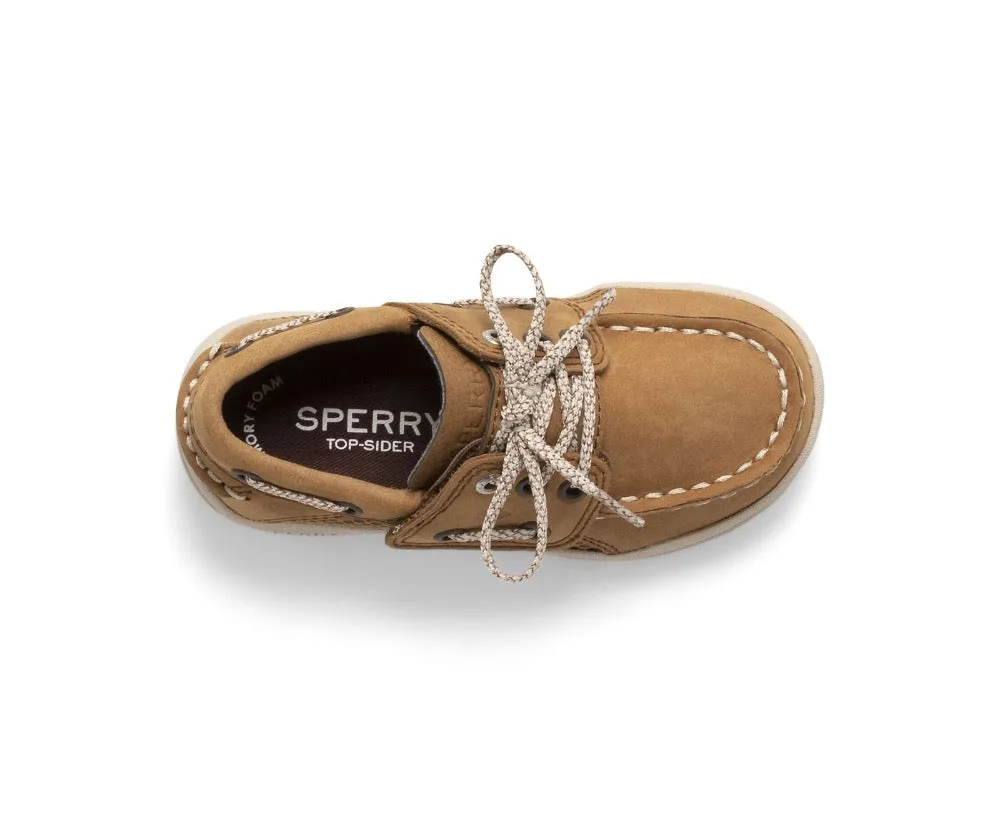 Sperry Toddler and Little Boys Gamefish Jr Boat Shoes Dark Tan Leather