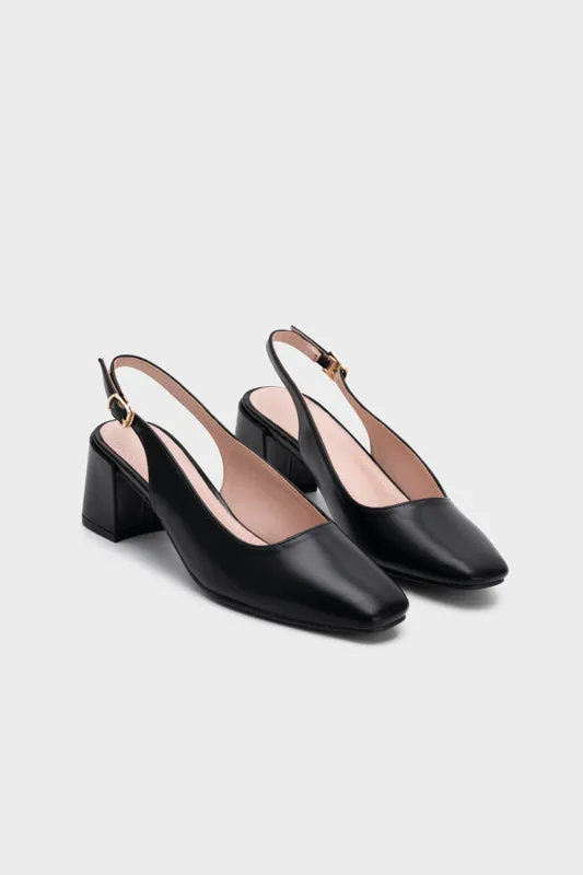 SQUARE TOE CHUNKY SLINGBACK HEEL