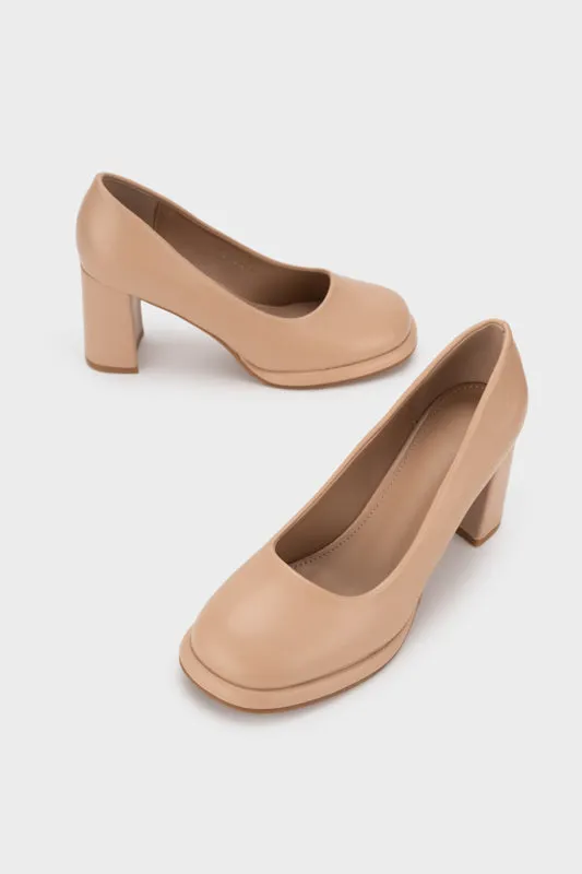 SQUARE TOE PLATFORM HEEL PUMP