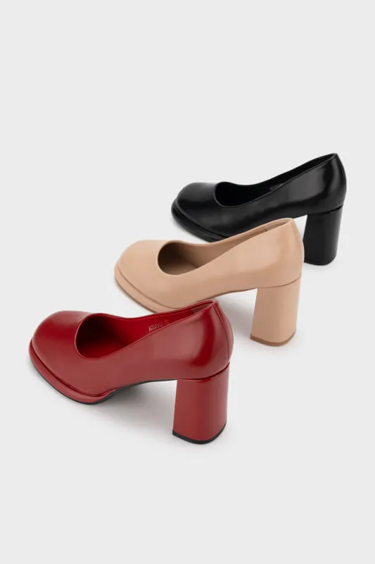 SQUARE TOE PLATFORM HEEL PUMP