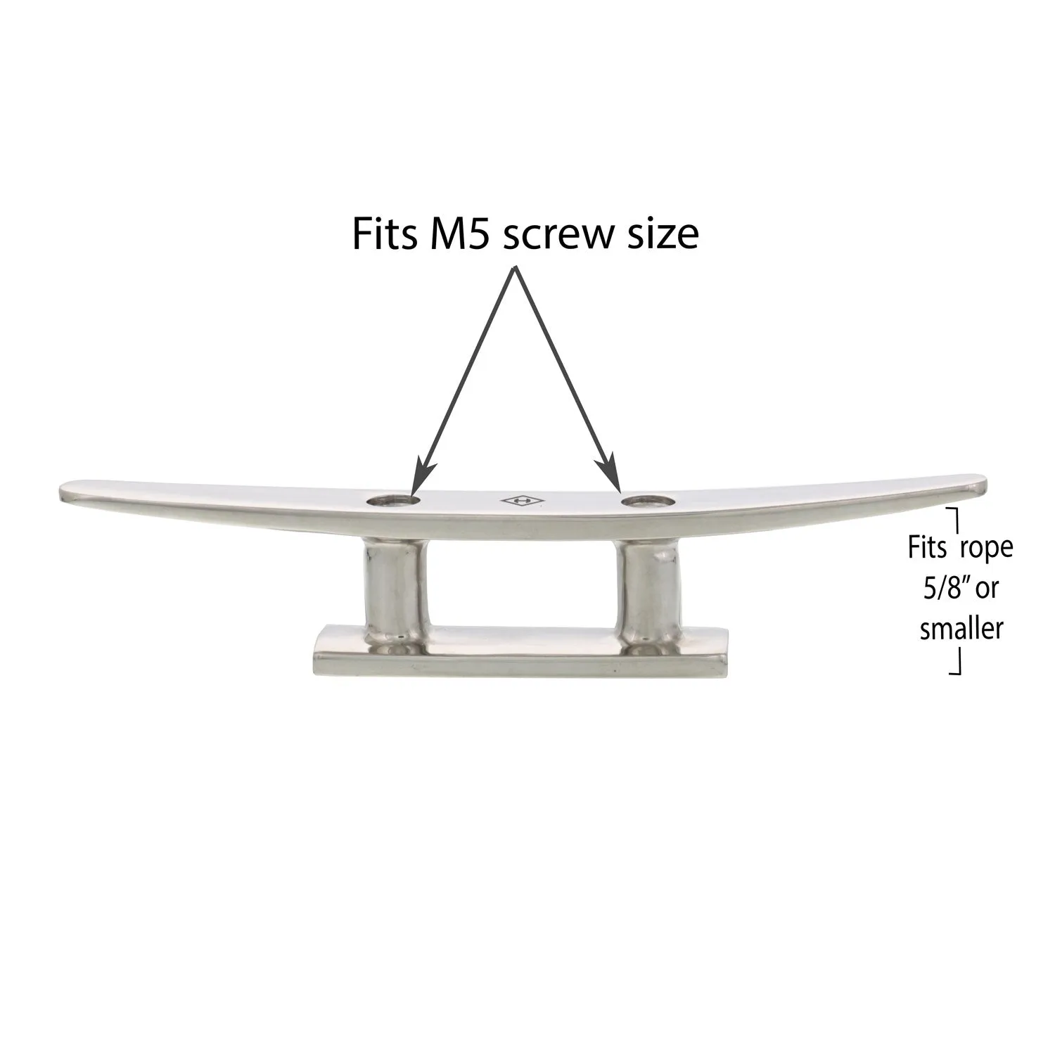 Stainless Low Profile Flat Top Deck Cleats, Slim Style