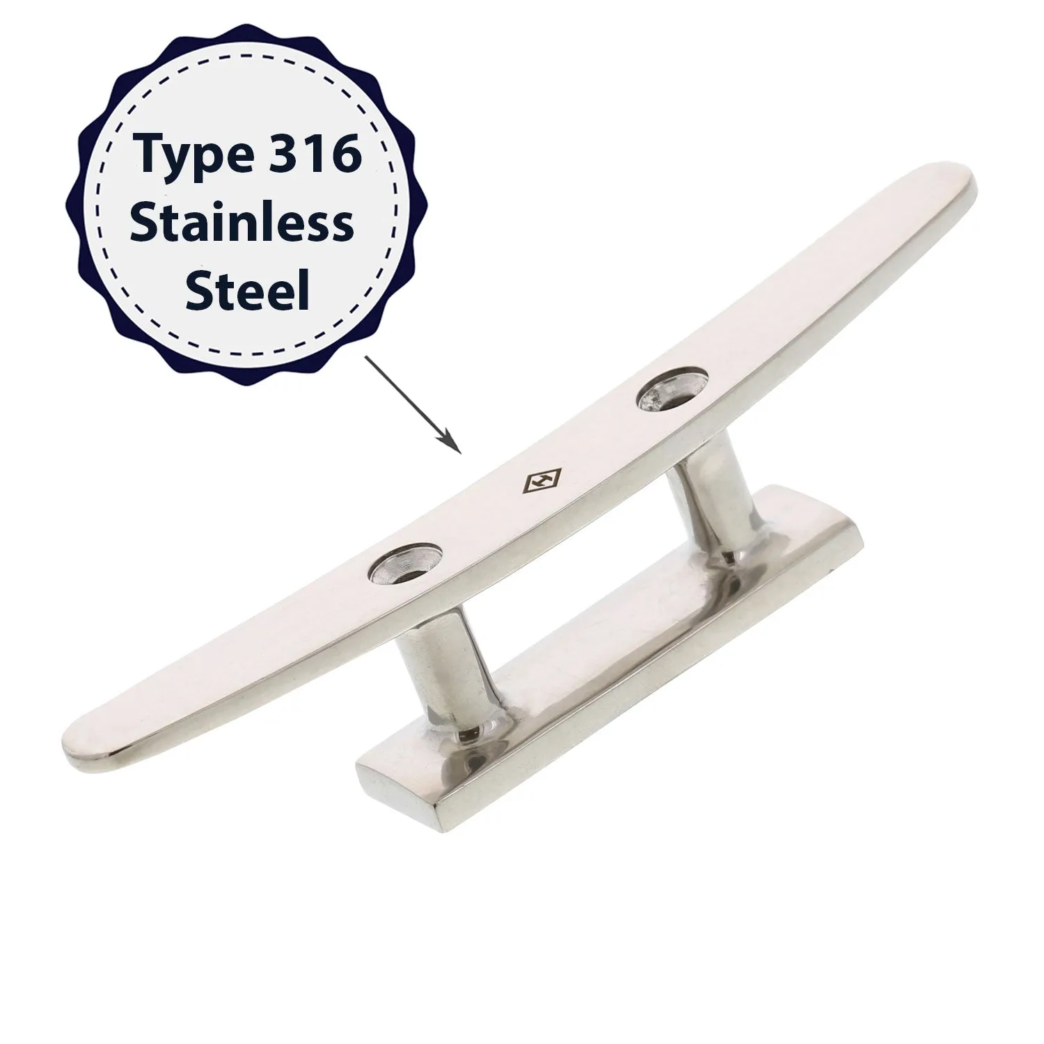 Stainless Low Profile Flat Top Deck Cleats, Slim Style