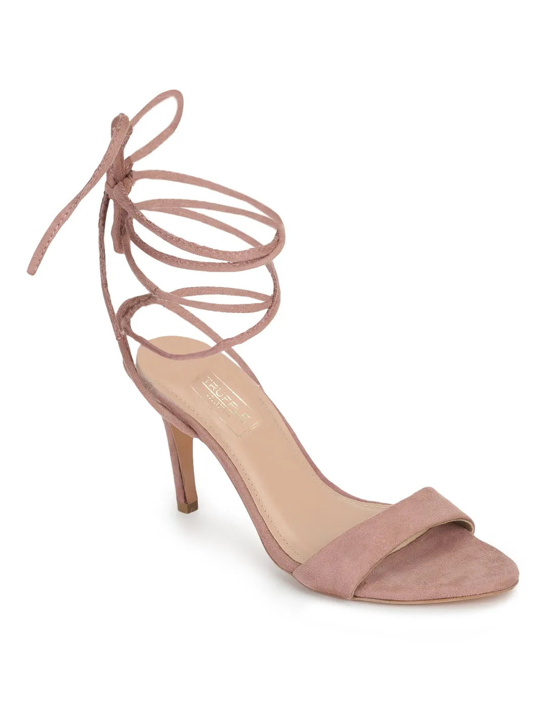 Tan Suede Stiletto Lace Up Sandals (TP10179-TAN)