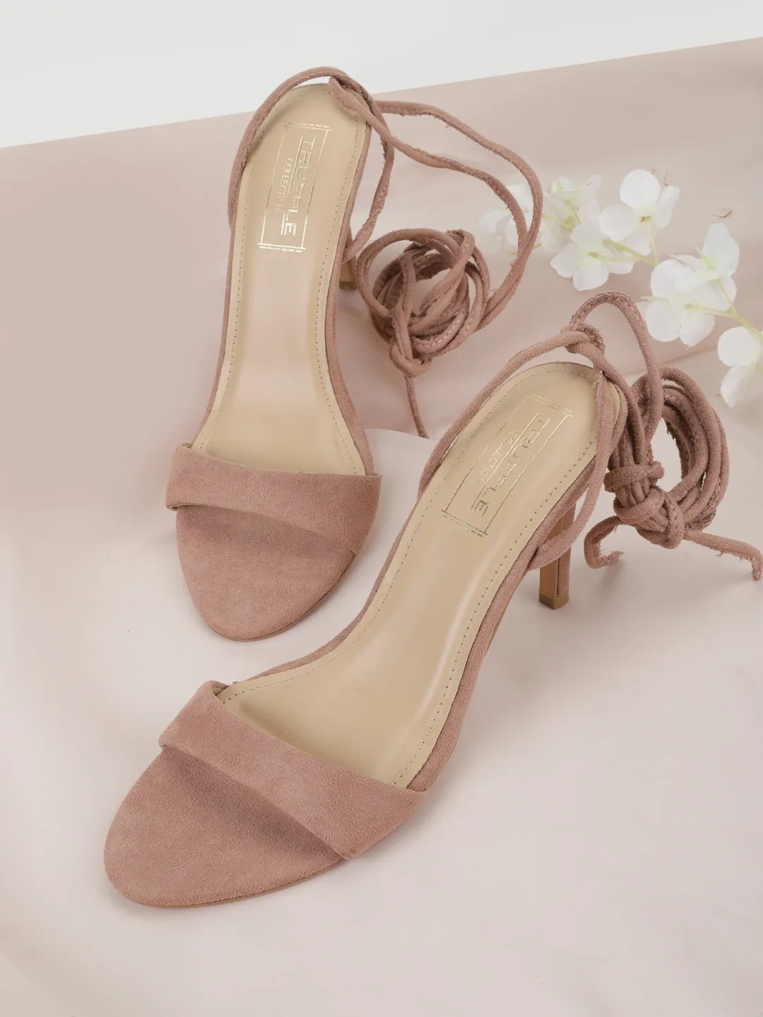 Tan Suede Stiletto Lace Up Sandals (TP10179-TAN)