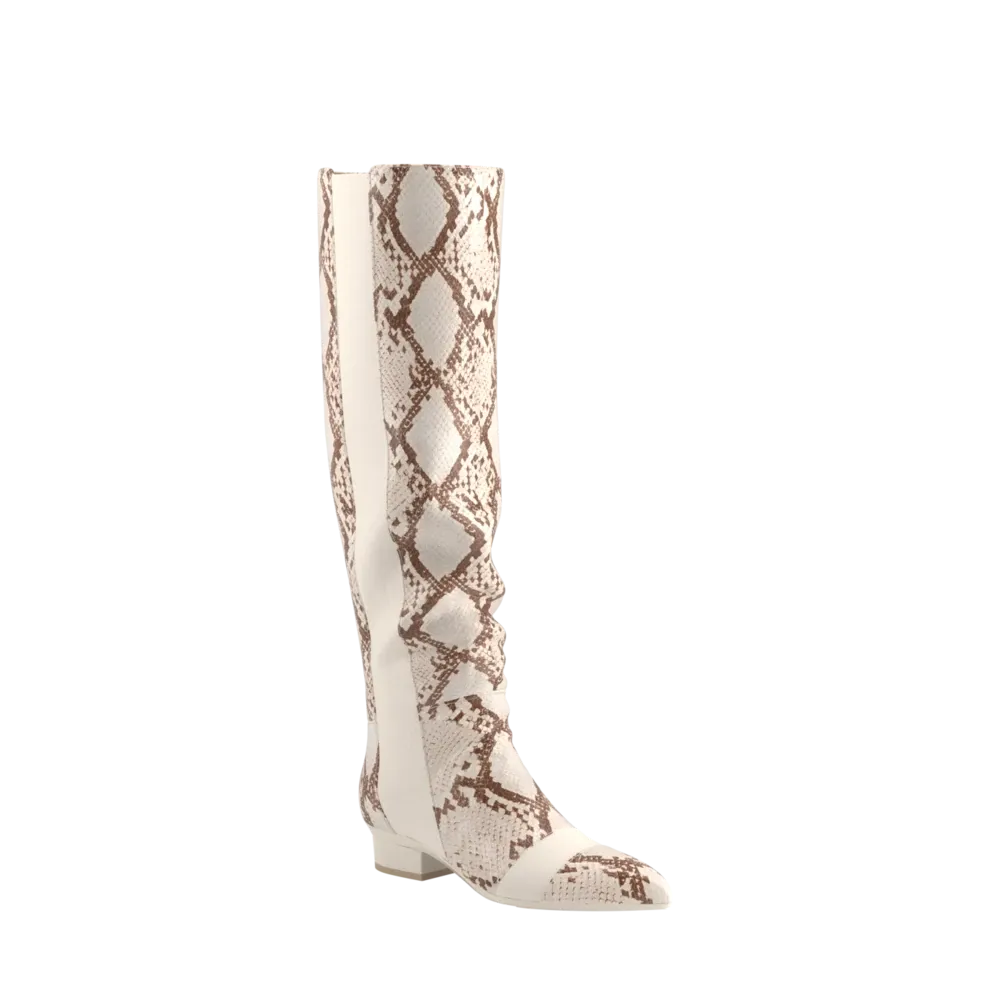 The Knee High Boot - Ivory Snakeskin 3 Block