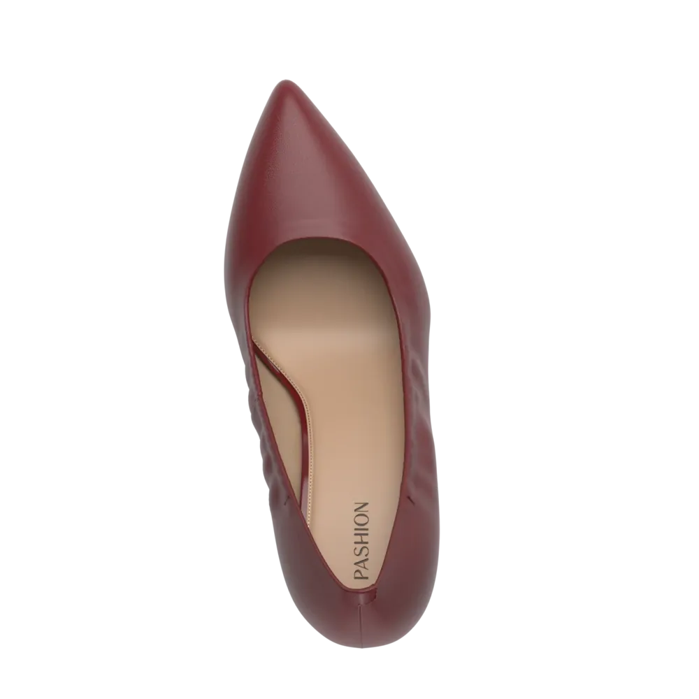 The Pump - Merlot Stretch Leather 4 Stiletto