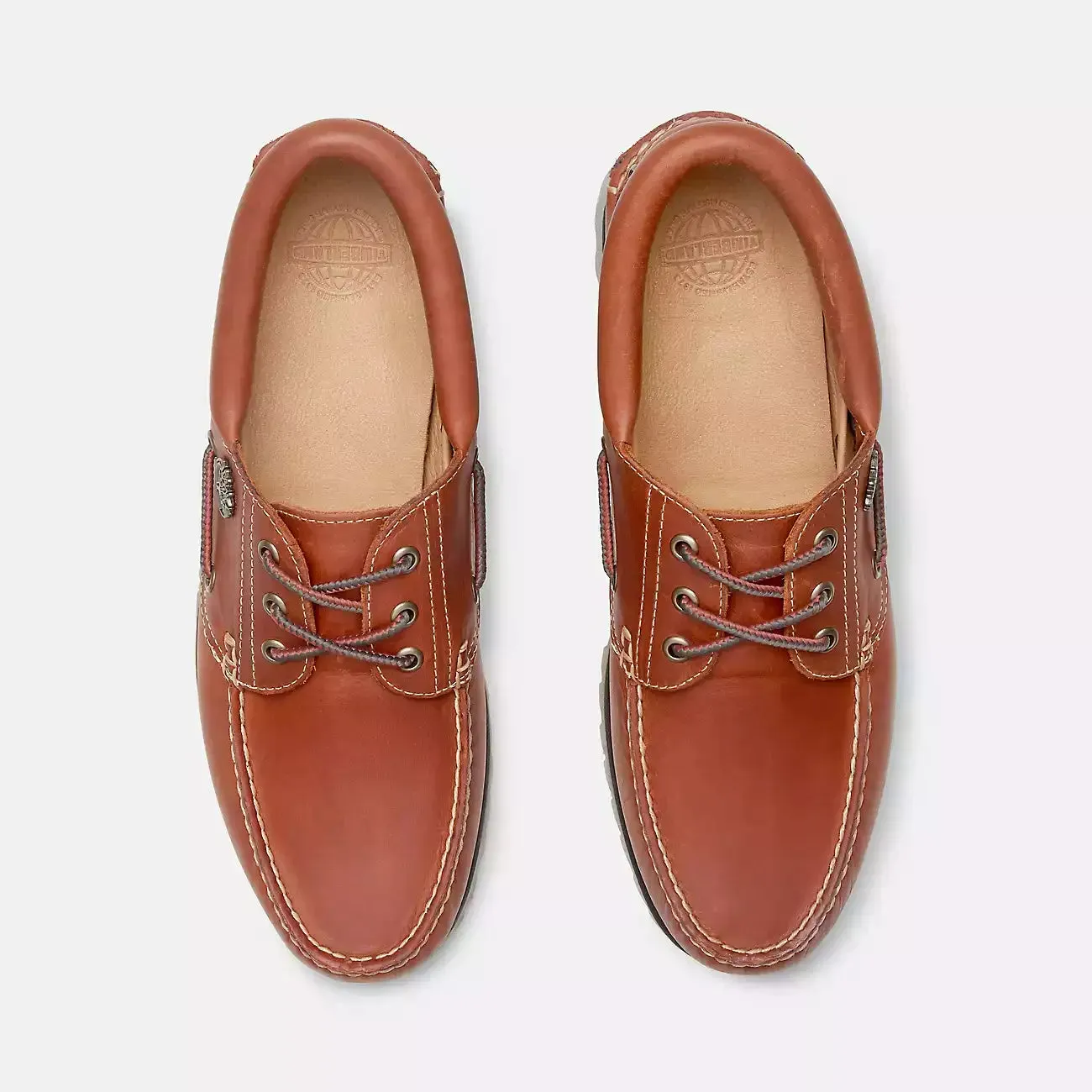 Timberland Men's Authentic 3-Eye Boat Shoe - Orange / Full Grain