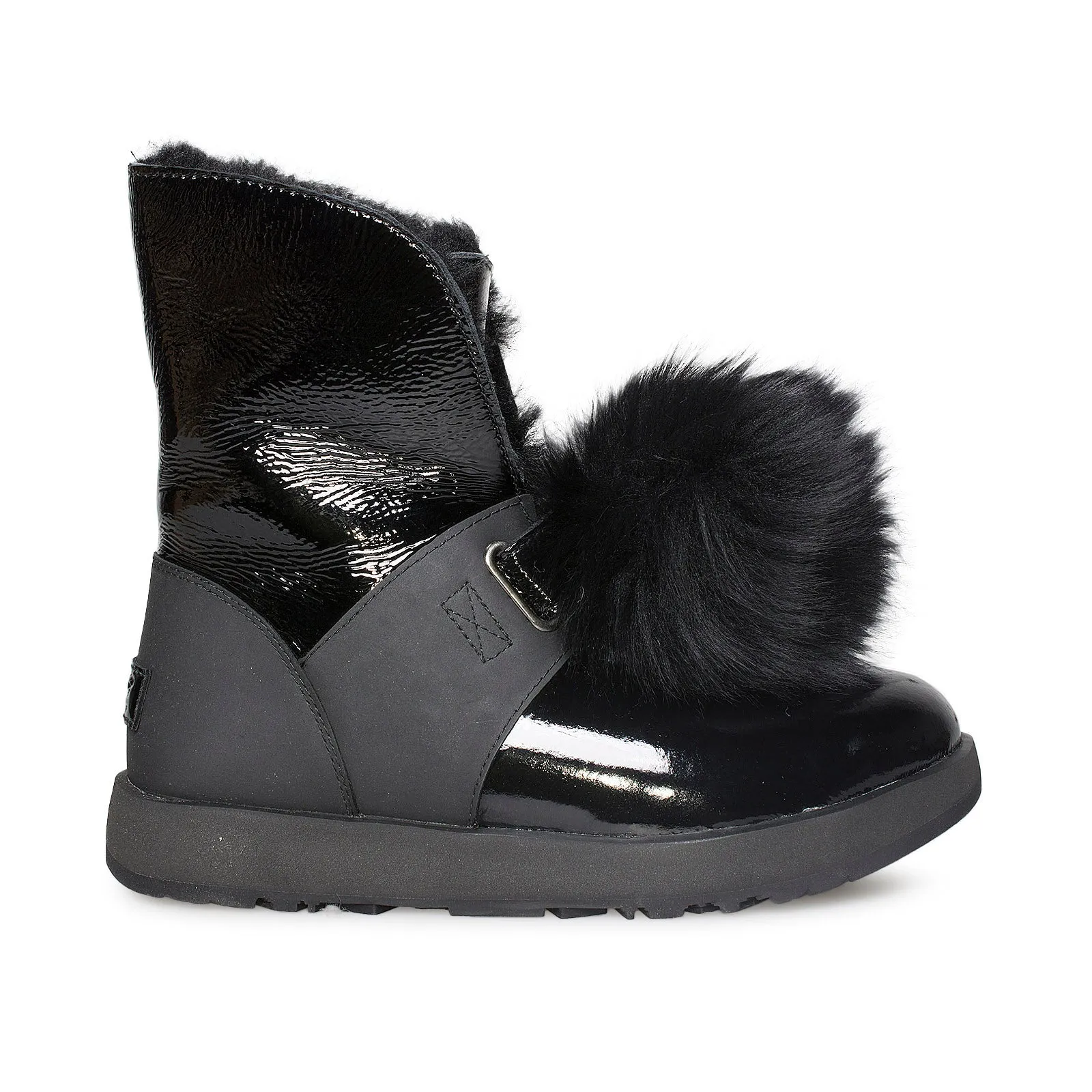 UGG Isley Patent Waterproof Black Boots - Women's