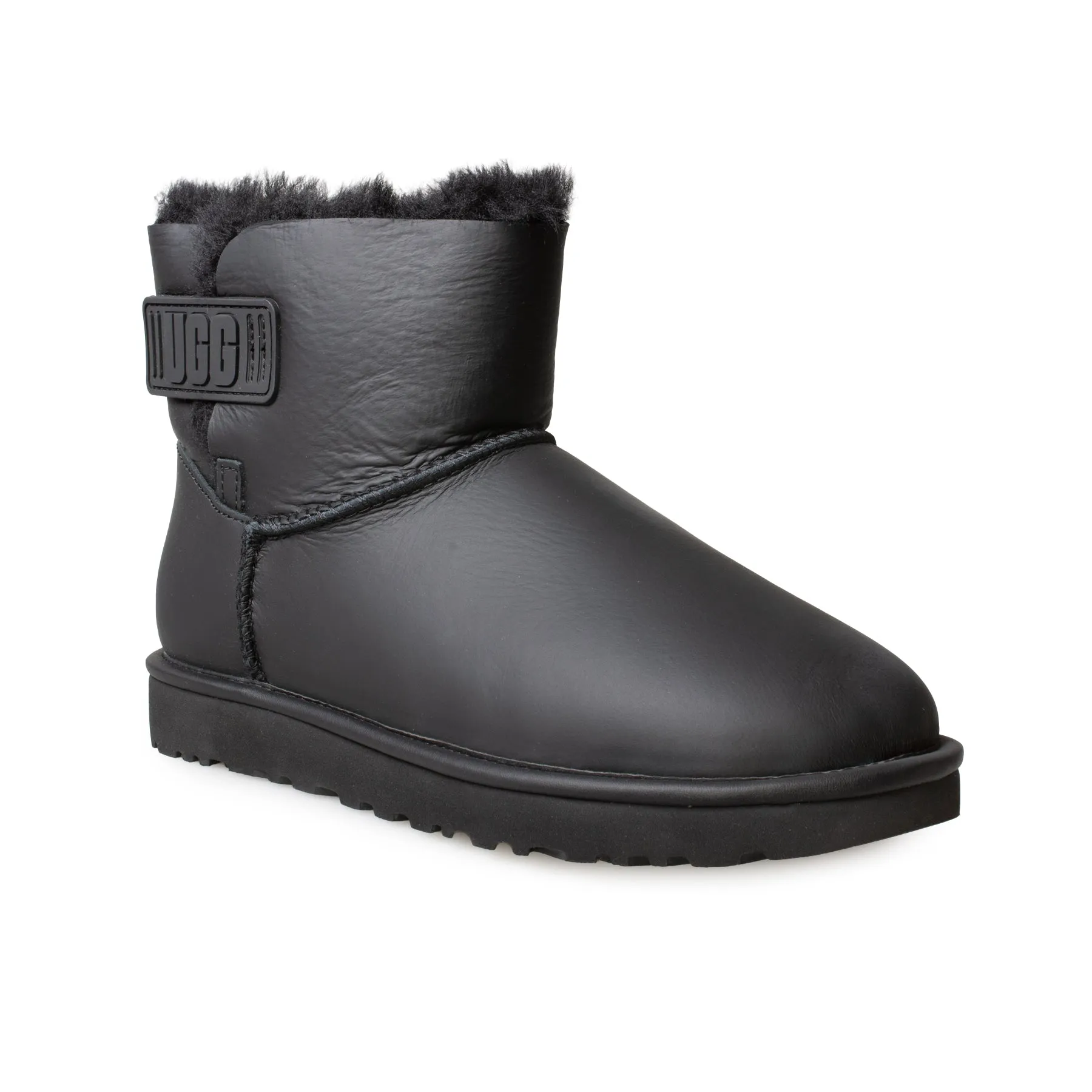 UGG Mini Bailey Logo Strap Ultra Matte Black Boots - Women's