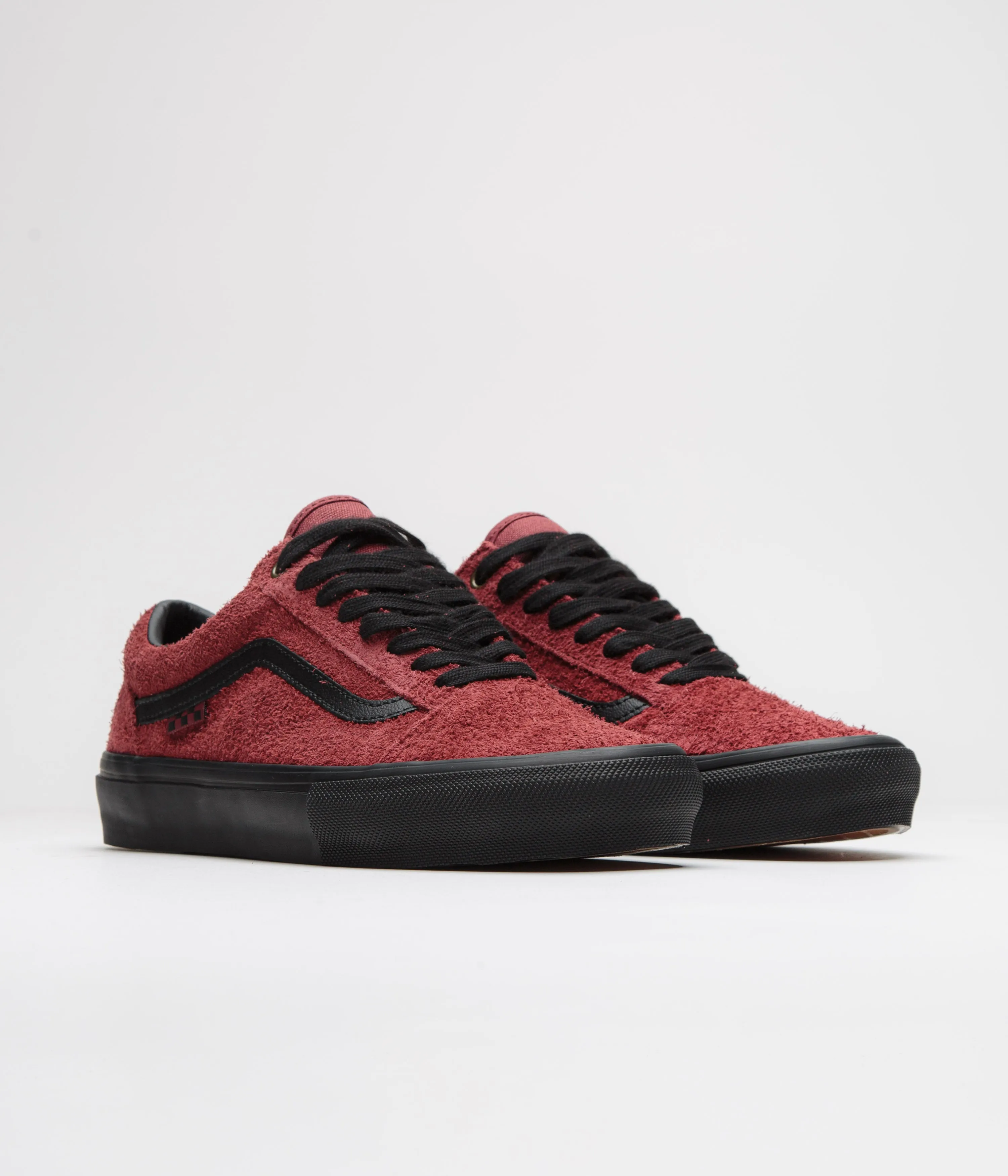 Vans Skate Old Skool Shoes - Hairy Suede Black / Burgundy