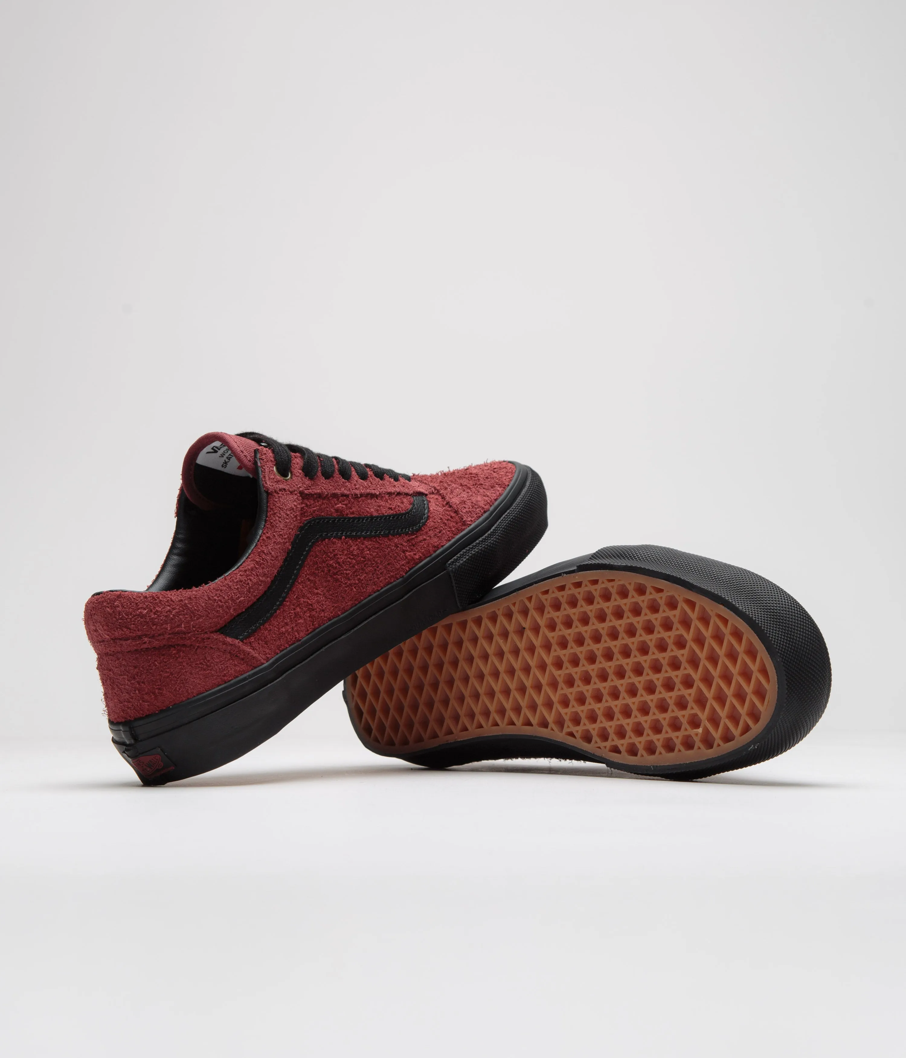 Vans Skate Old Skool Shoes - Hairy Suede Black / Burgundy