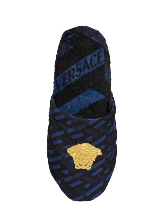 Versace   Monogram printed cotton slippers 