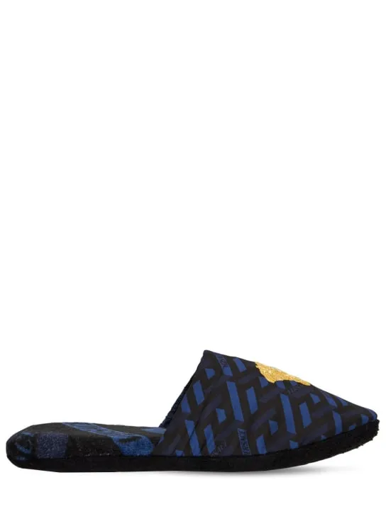 Versace   Monogram printed cotton slippers 