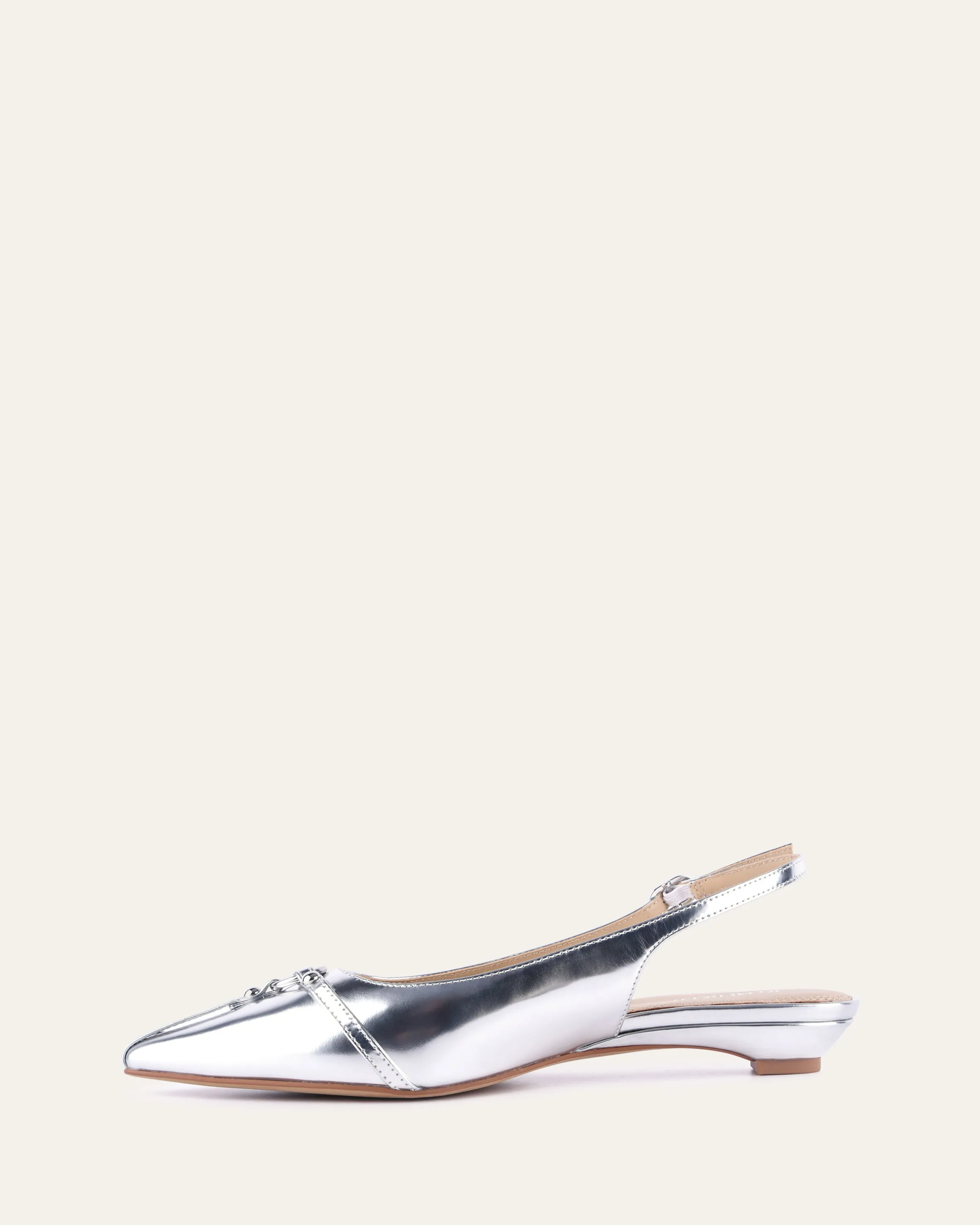 VICTORIA DRESS FLATS SILVER PATENT