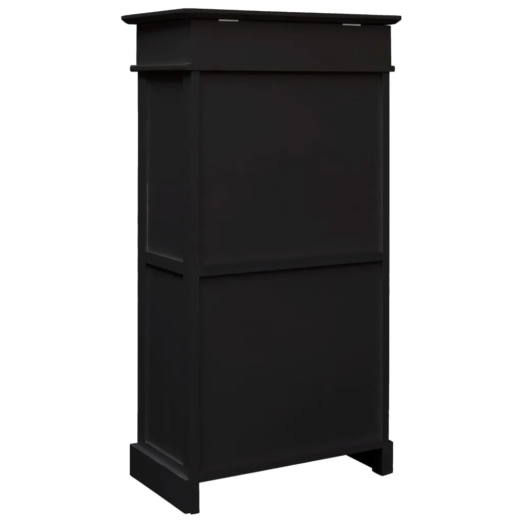 vidaXL Shoe Cabinet Black 50x28x98 cm Paulownia Wood