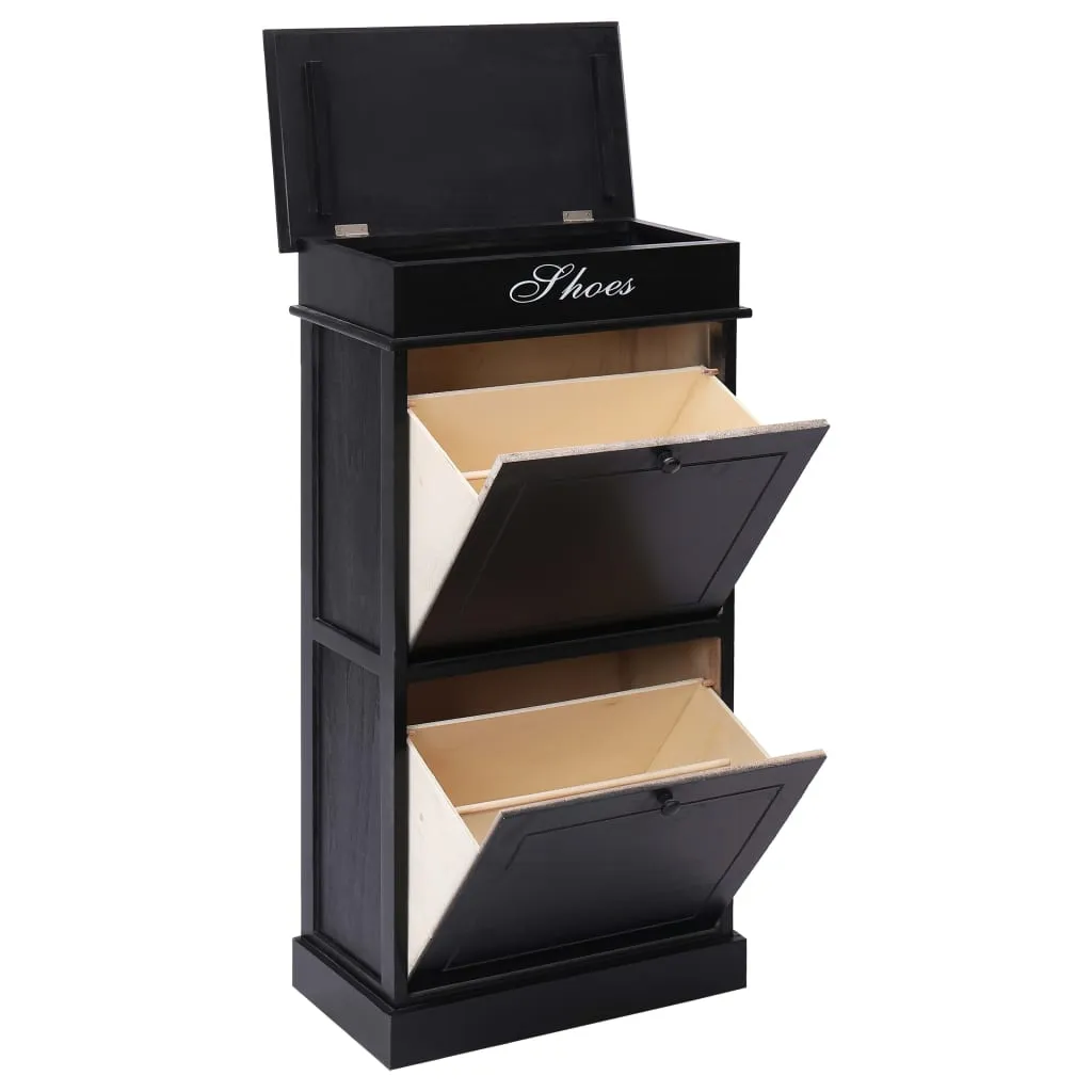 vidaXL Shoe Cabinet Black 50x28x98 cm Paulownia Wood