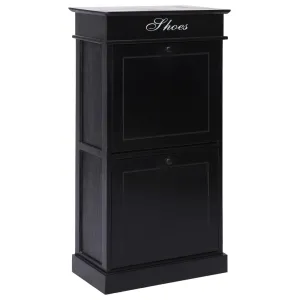 vidaXL Shoe Cabinet Black 50x28x98 cm Paulownia Wood