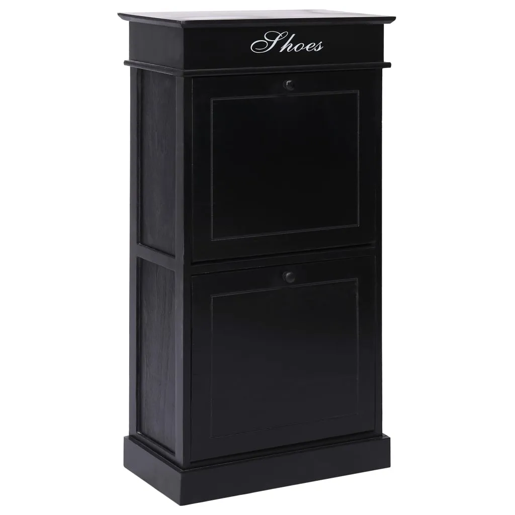 vidaXL Shoe Cabinet Black 50x28x98 cm Paulownia Wood