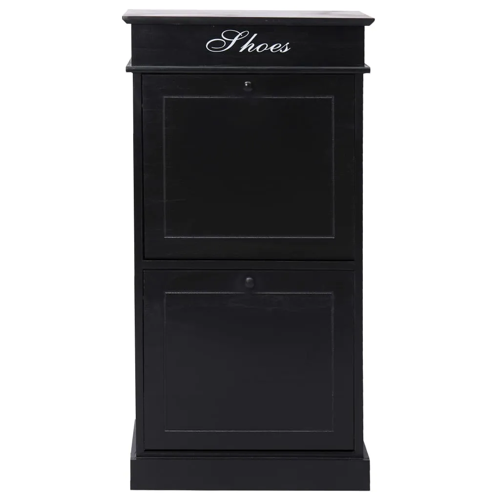 vidaXL Shoe Cabinet Black 50x28x98 cm Paulownia Wood