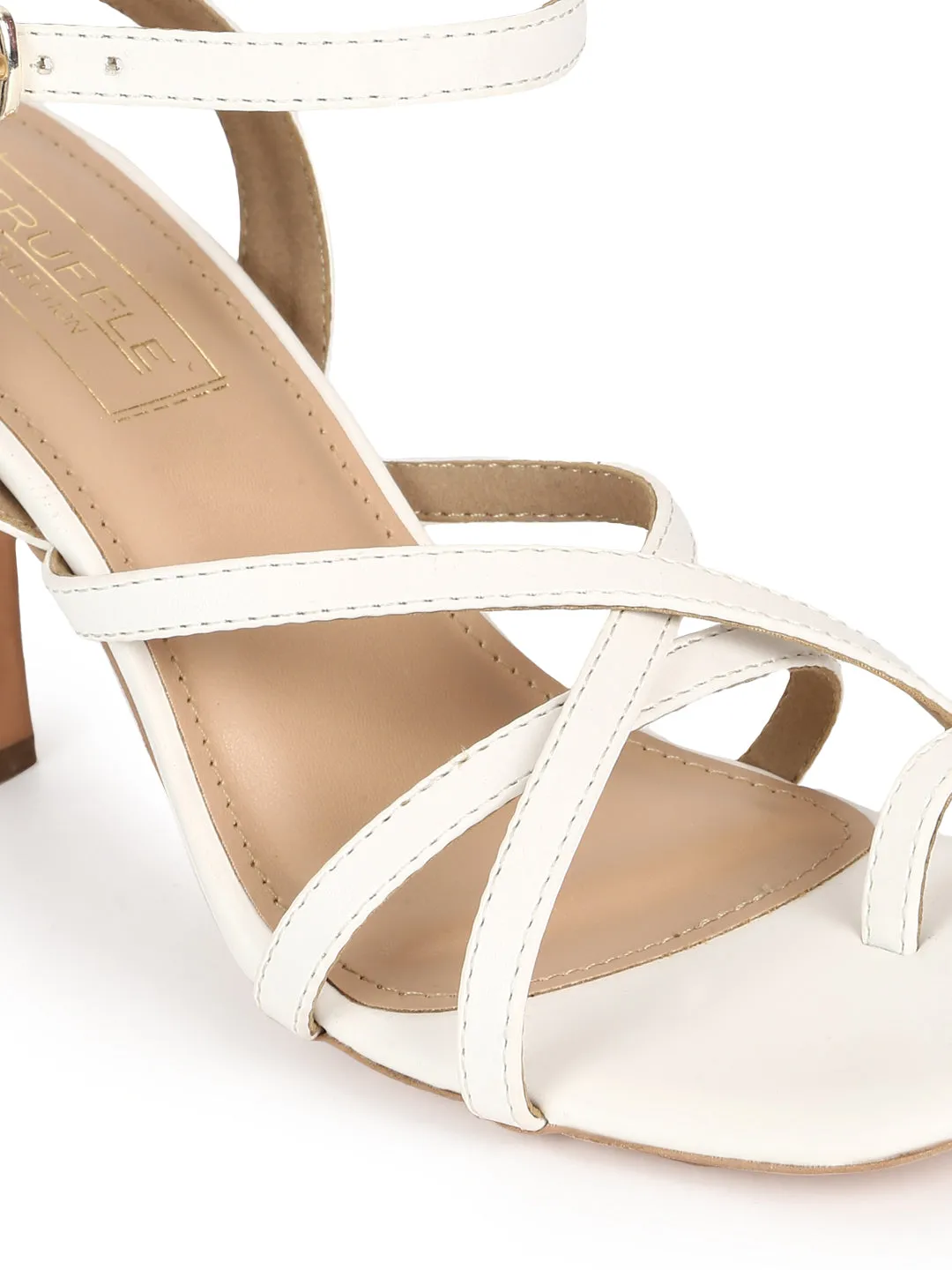 White PU Thumb Wrap Style Strappy Stilettos (TP10172-WHT)