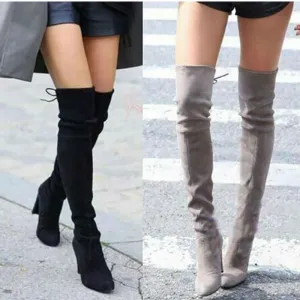 Women Thigh High Boots Fashion Suede Leather High Heels