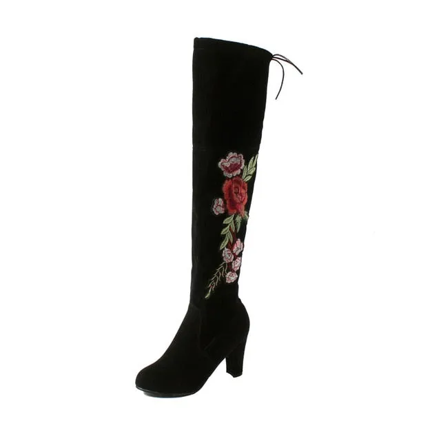 Women Thigh High Boots Fashion Suede Leather High Heels