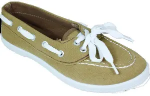 women's canvas boat sneaker (brown) Case of 24