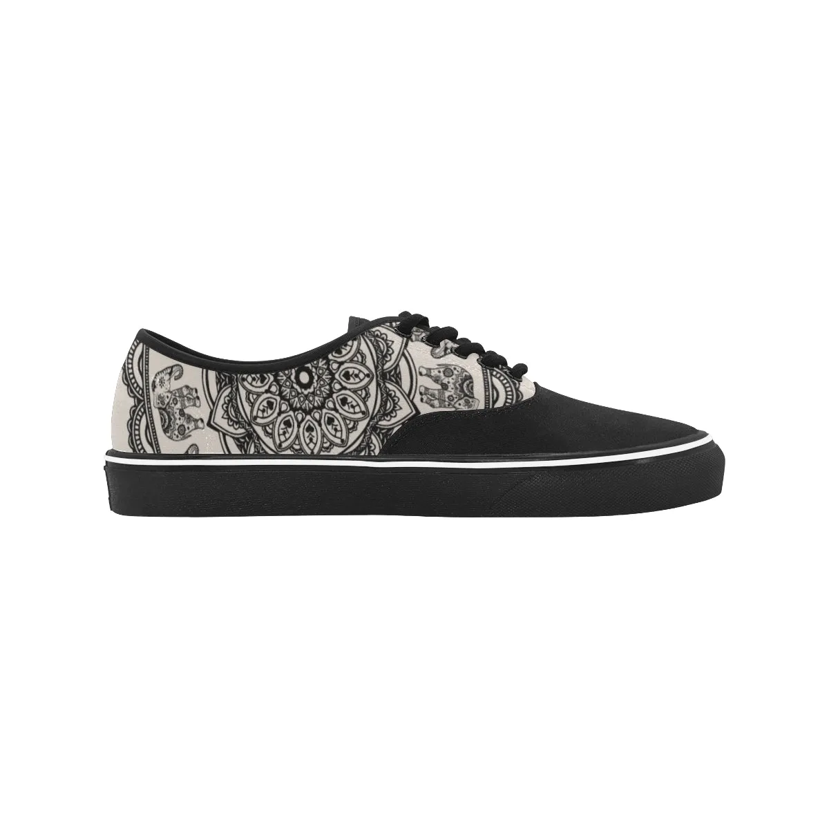 Women's Elephant Mandala Print Canvas Low Top Shoes