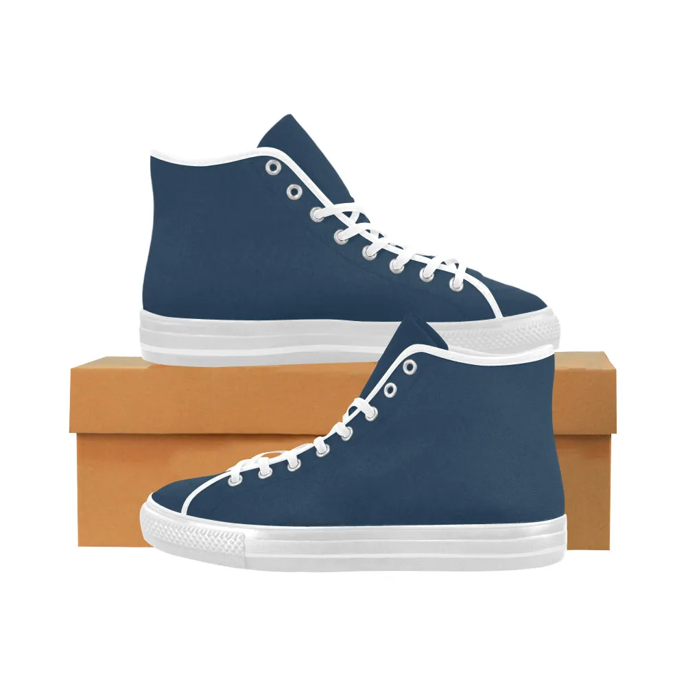 Women's Sailor Blue Solids print High Top Canvas Shoes