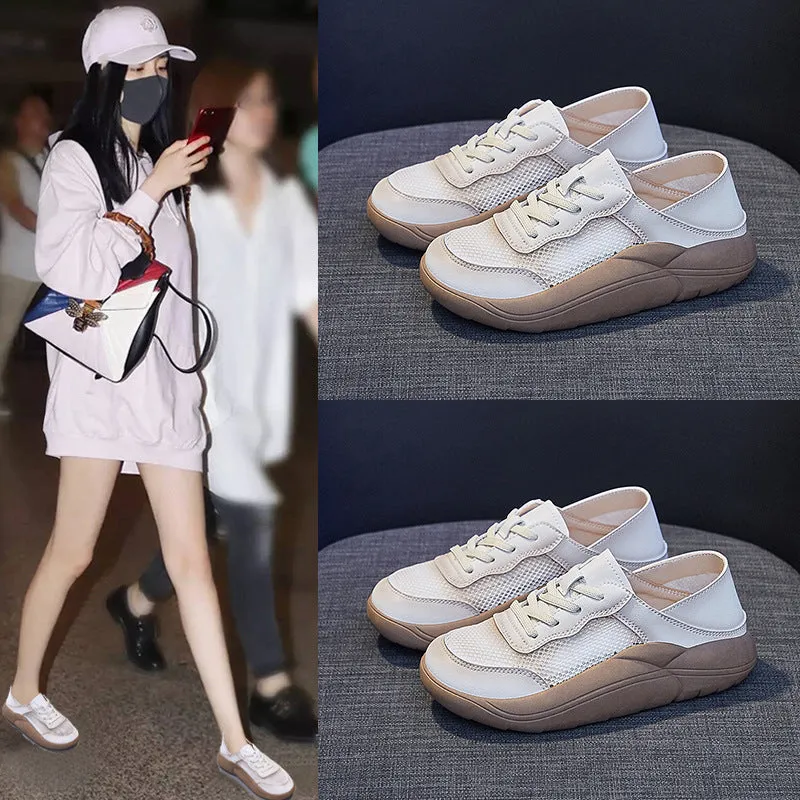 Women's Summer Mesh Breathable White Korean Canvas Shoes