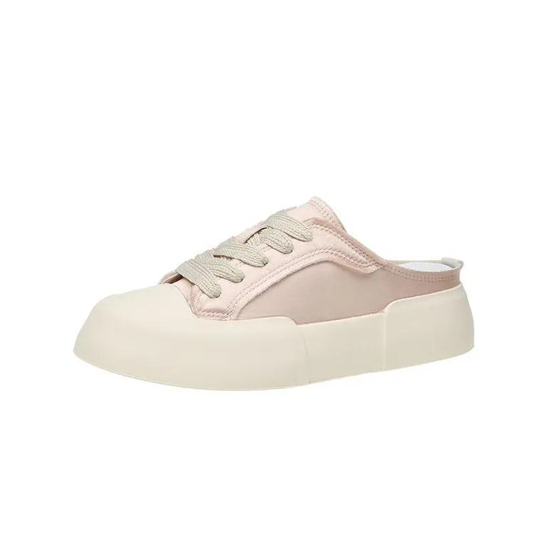 Women's Summer Thick Bottom Satin White Canvas Shoes