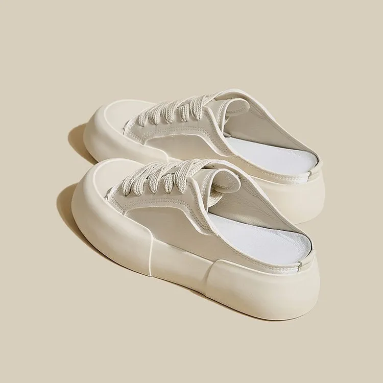 Women's Summer Thick Bottom Satin White Canvas Shoes