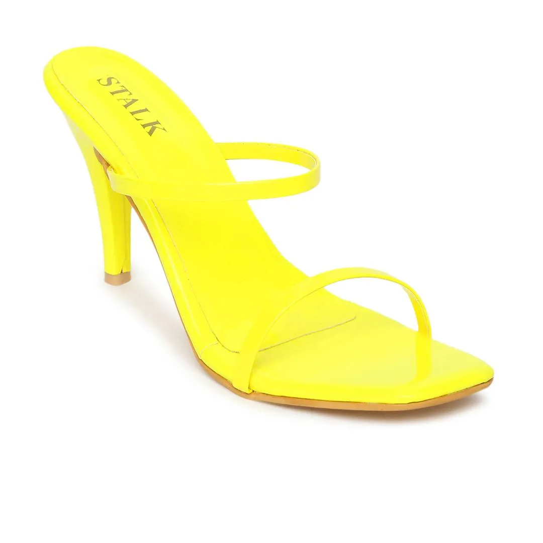 Yellow Synthetic Leather Solid Stilettos