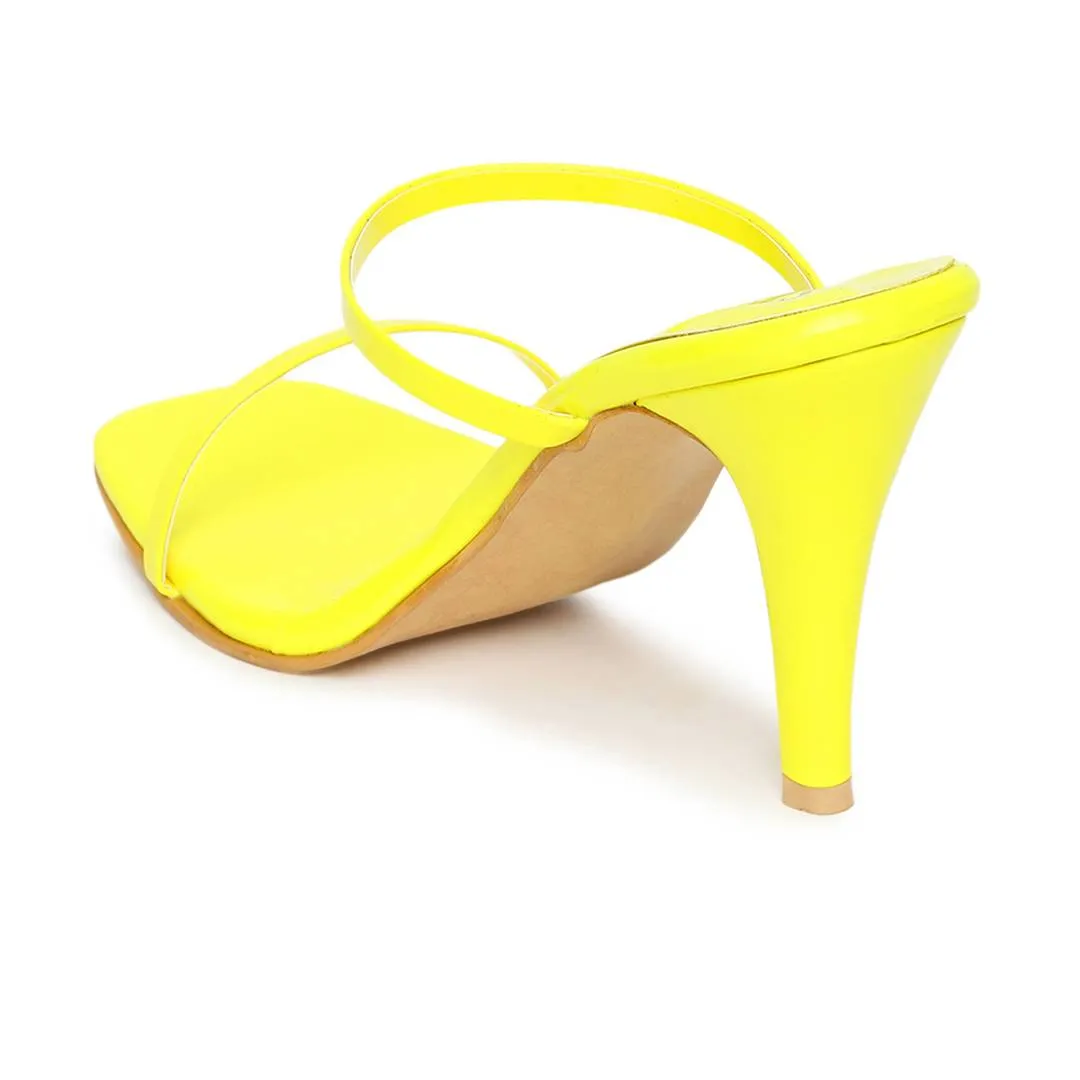 Yellow Synthetic Leather Solid Stilettos