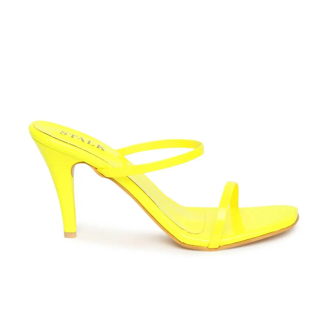 Yellow Synthetic Leather Solid Stilettos