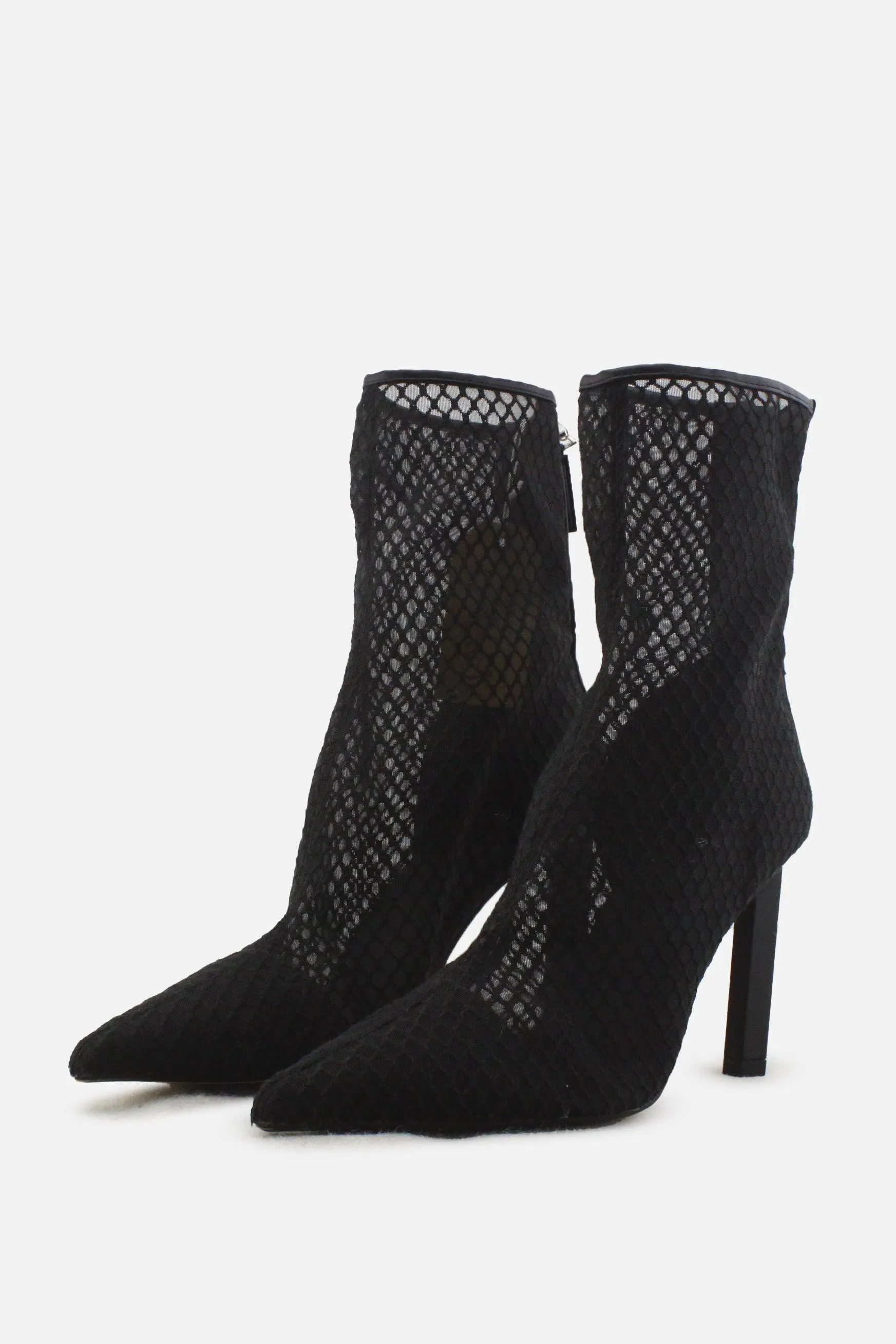 Zara Zipper Knitted Stilettos Ankle Boots | Textile